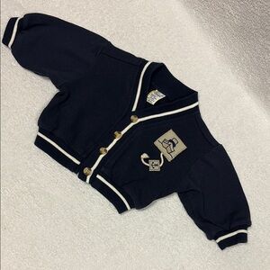 Vintage Navy Blue boat ship anchor grampa cardigan sweater 12m